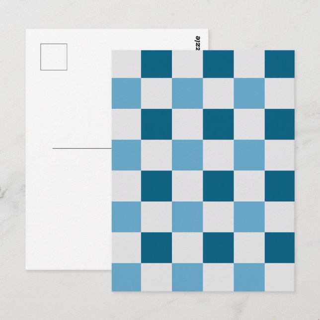 White And Blue Chequerboard Pattern Postcard (Front/Back)