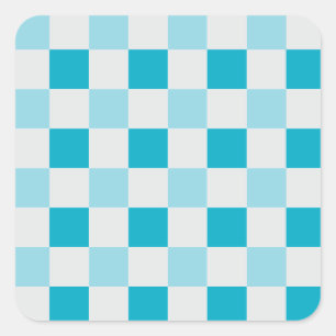 White And Blue Chequerboard Pattern Square Sticker