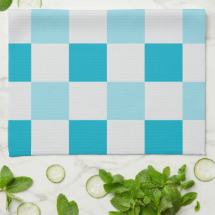White And Blue Chequerboard Pattern Tea Towel