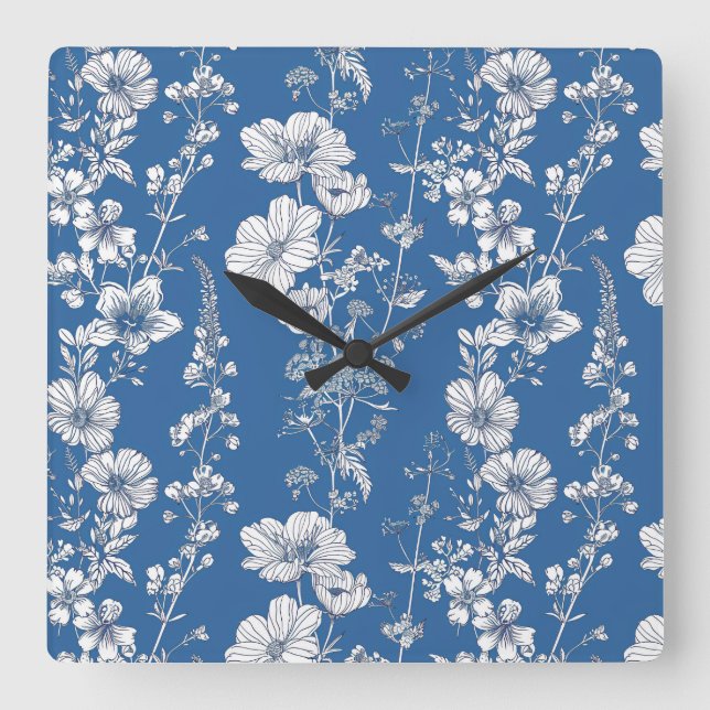 White and Blue Chinoiserie Wall Clock (Front)