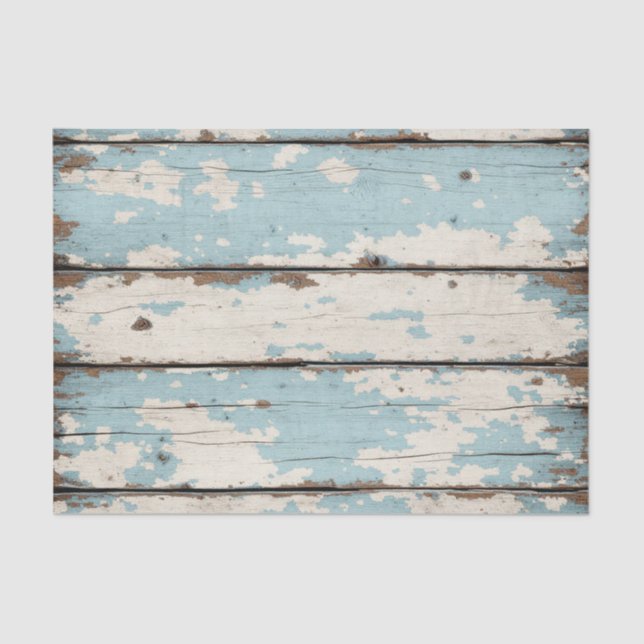 white and blue CHIPPY BARN WOOD Tissue Paper  (Front)