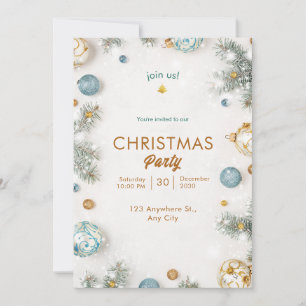 White and Blue Classy Christmas Invitation