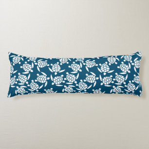 White and Blue Coastal Style Turtle Pattern Body Cushion