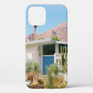 WHITE AND BLUE CONCRETE BUILDING NEAR GREEN TREES iPhone 12 CASE