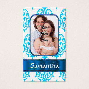 White and blue damask