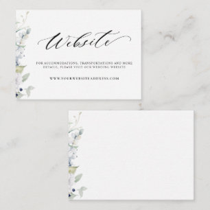 White and Blue Floral Chic Wedding Website White Enclosure Card