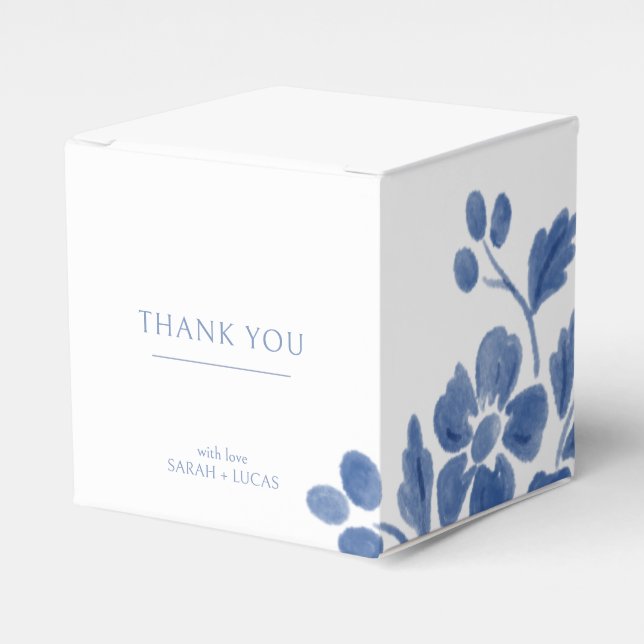 White and Blue | Floral Wedding  Favour Box (Front Side)
