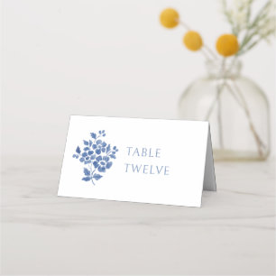 White and Blue Floral Wedding Table Number Place Card