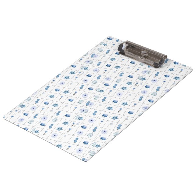  White and Blue flower Clipboard (Angled)