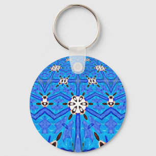 white and blue geometric keychain