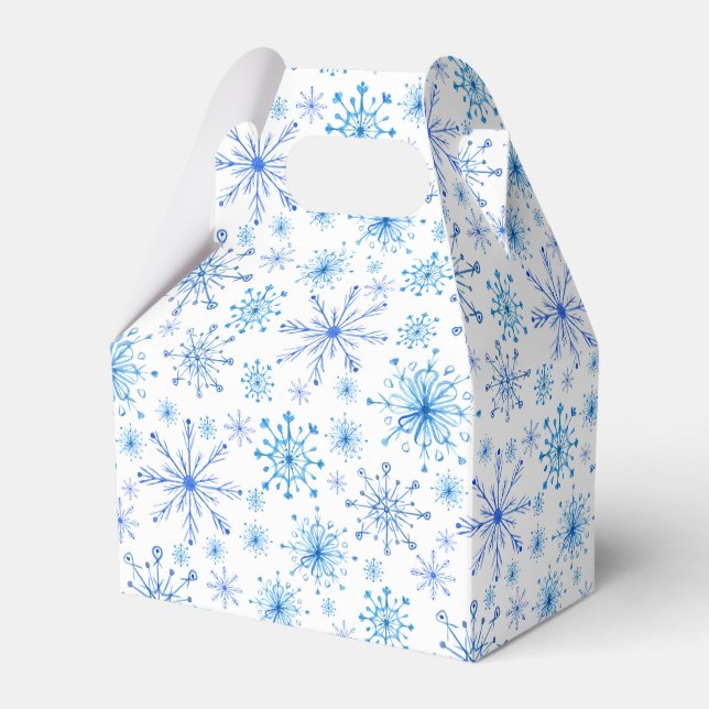 White and Blue Ice And Snowflakes Favour Box (Front Side)