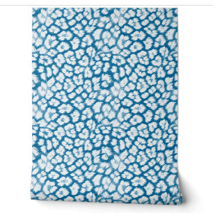 White and blue leopard print wallpaper