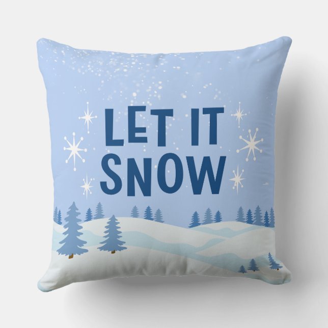 White and Blue Let it Snow Cushion (Back)