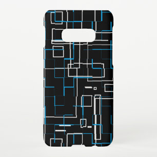 White and Blue Lined Pattern over Black Samsung Galaxy Case