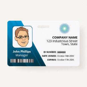 White And Blue Manager ID Logo ID Badge