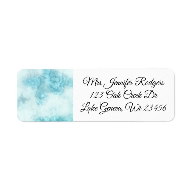 White and Blue Marble Gems Return Address Label (Front)