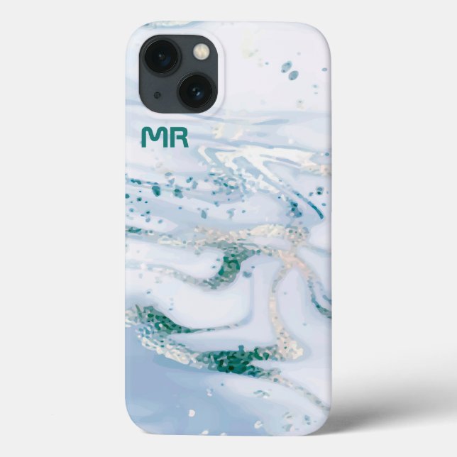 White and blue marble swirls Case-Mate iPhone case (Back)