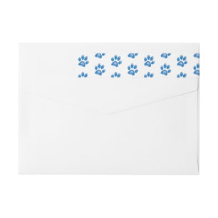 White and Blue Paw Prints Pattern Rescue Group  Wrap Around Label
