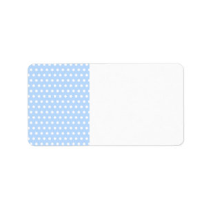 White and Blue Polka Dot Pattern. Spotty. Label
