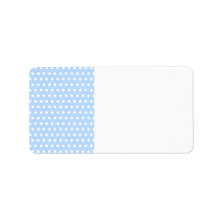 White and Blue Polka Dot Pattern. Spotty. Label