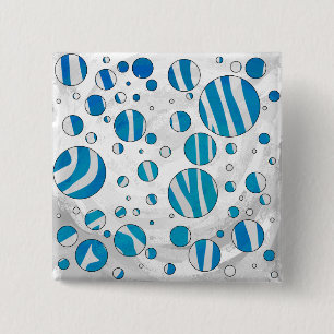 White and Blue Polka Dot Zebra 15 Cm Square Badge
