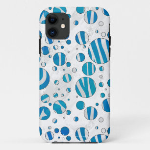 White and Blue Polka Dot Zebra iPhone 11 Case
