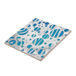 White and Blue Polka Dot Zebra Tile
