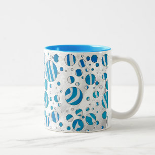 White and Blue Polka Dot Zebra Two-Tone Coffee Mug
