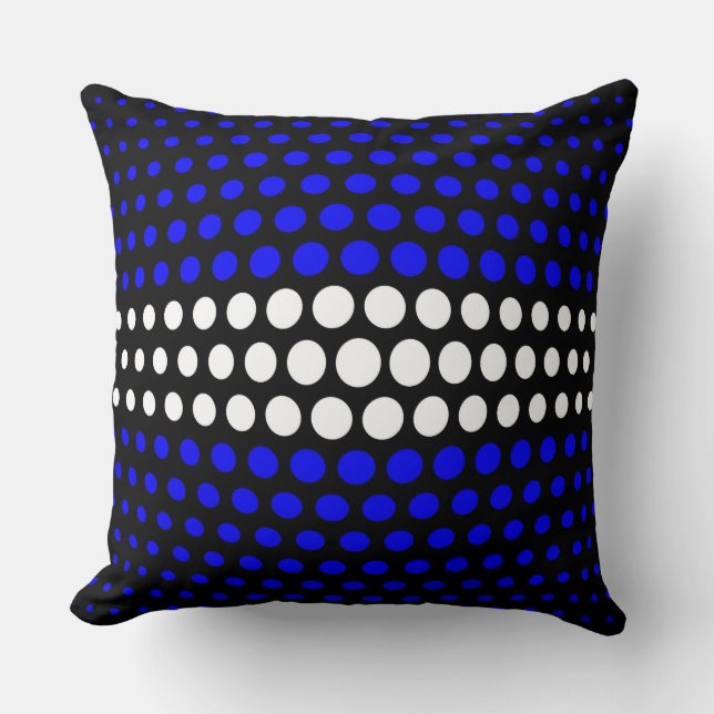 White and Blue Polka Dots Pattern Cushion (Front)