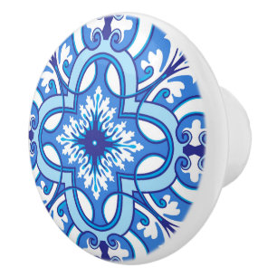 🤍 💙White and blue Porto Azulejos Ceramic Knob
