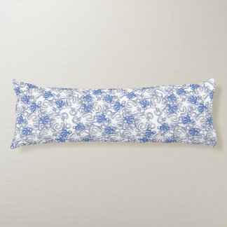 White And Blue Repeating Motif | Octopus Pattern Body Cushion