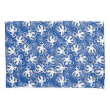White And Blue Repeating Motif | Octopus Pattern