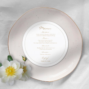 White and Blue Round Floral Wedding Menu