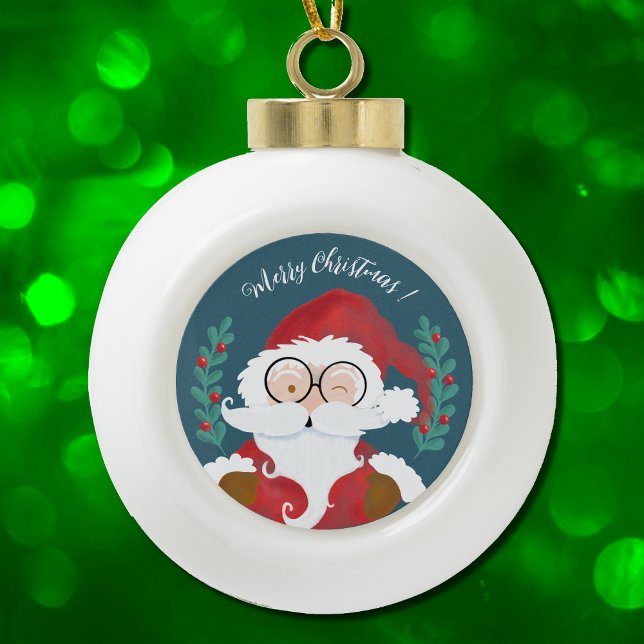 White and Blue Santa Christmas Ball  Ornament (Creator Uploaded)