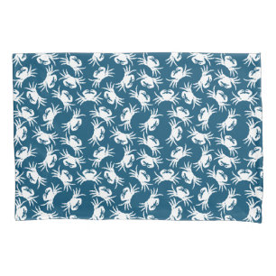 White and Blue Seamless Crab Pattern Pillowcase