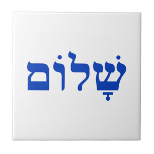 White and Blue Shalom Ceramic Tile