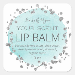 White And Blue Silver Dots Lip Balm Labels