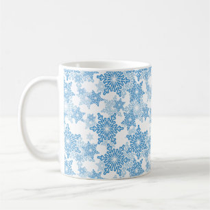 White and Blue Snowflake Seamless Pattern Coffee Mug
