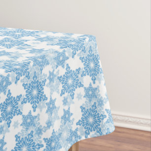 White and Blue Snowflake Seamless Pattern Tablecloth