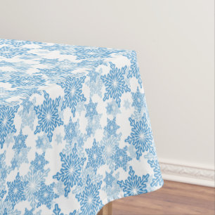 White and Blue Snowflake Seamless Pattern Tablecloth