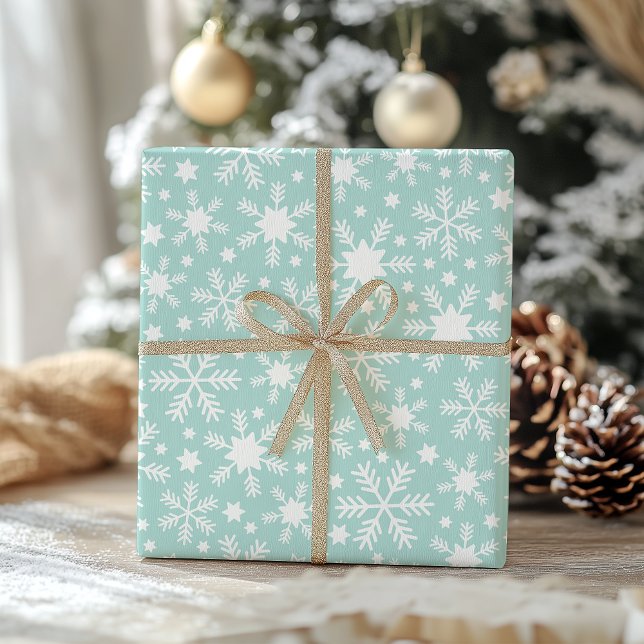 White and Blue Snowflake Wrapping Paper (Creator Uploaded)