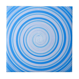 White and blue spiral ceramic tile