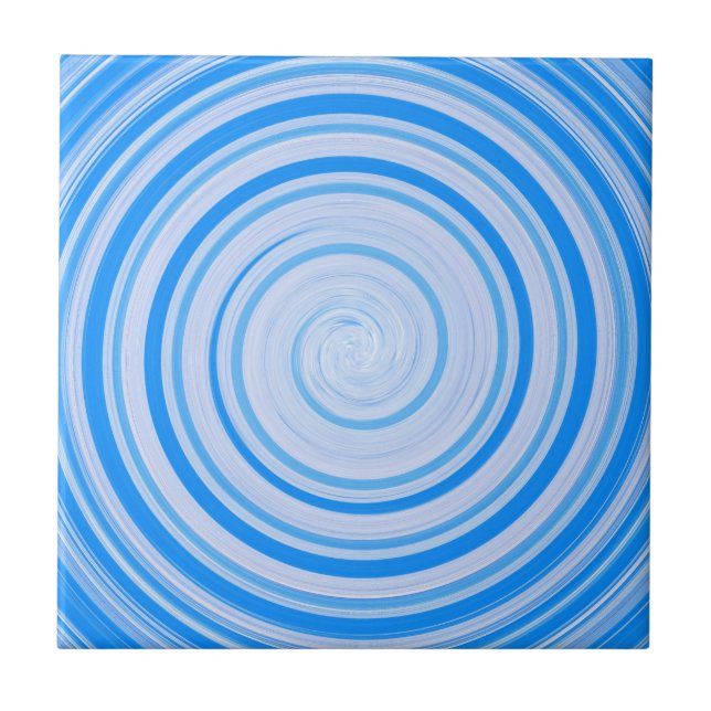 White and blue spiral ceramic tile (Front)