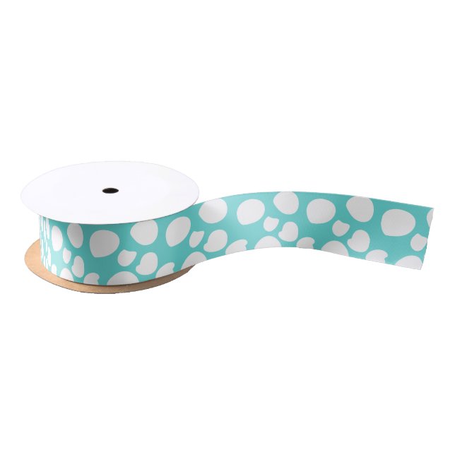 White and Blue Spots Pattern Satin Ribbon (Spool)