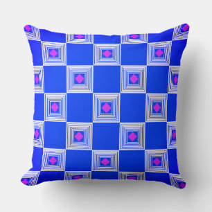White and Blue Square Funnel Cushion