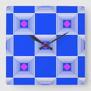 White and Blue Square Funnel Wall Clock