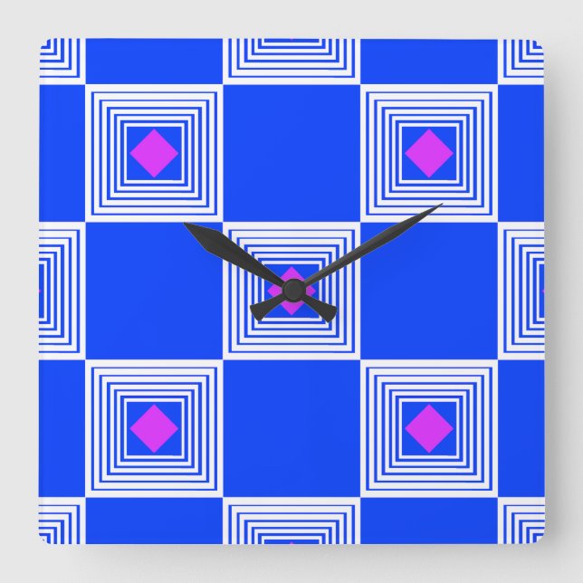 White and Blue Square Funnel Wall Clock (Front)