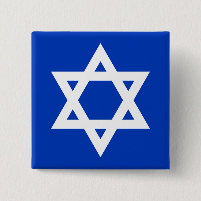 White and Blue Star of David 15 Cm Square Badge (Front)