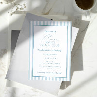 White and Blue Stripe Beach Club Cabana Birthday