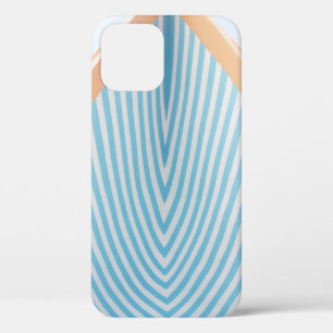 White and blue striped illustration iPhone 12 case